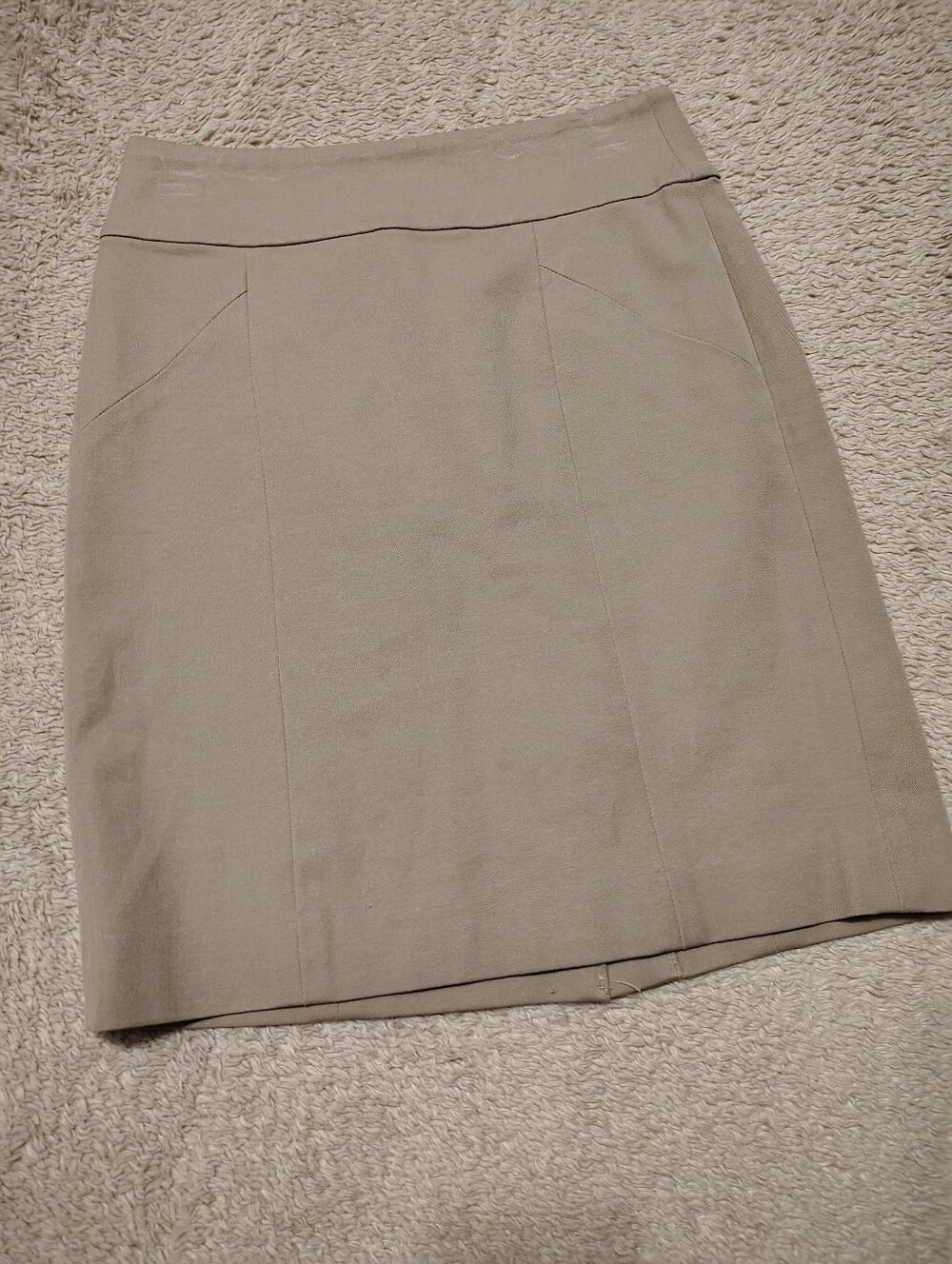 Banana Republic Khaki Tan Pencil Skirt Stretch Zip Minimalist Sz 0